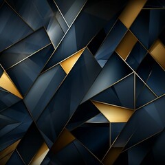 Obraz premium Abstract Geometric Background Dark Blue and Gold Polygonal Design