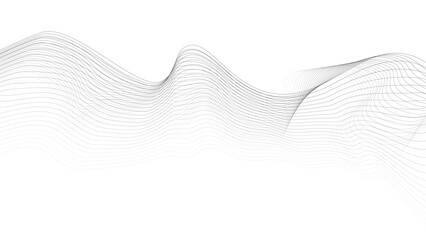 Black Line Wave Background, Abstract Curved Lines on White