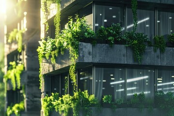 High Resolution of EcoConscious Office Building with Greenery for Lower Carbon Footprint