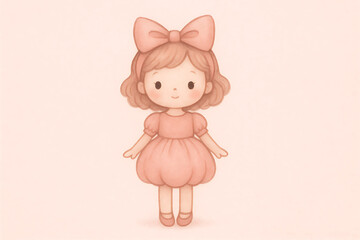 Obraz premium Cute Pink Pastel Character Illustration for Kids Art