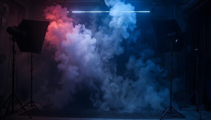 Dramatic Smoke Photography Background Neon Lights and Colorful Haze