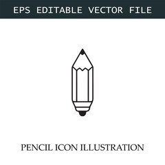 Pencil Icon Black and White Vector Design Image Illustration
