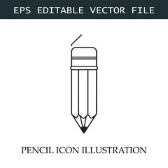 Pencil Icon Black and White Vector Design Image Illustration

