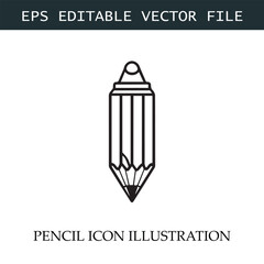 Pencil Icon Black and White Vector Design Image Illustration

