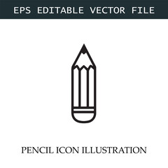 Pencil Icon Black and White Vector Design Image Illustration
