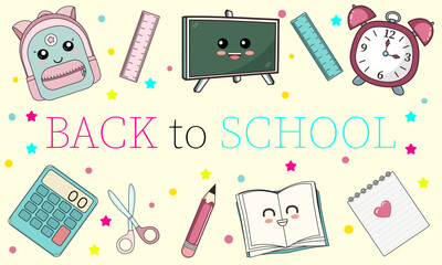 vector kawaii  back to school banner