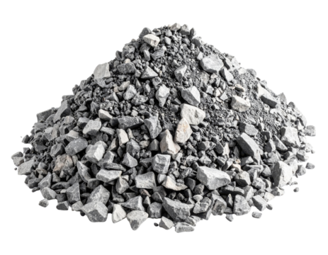 A pile of crushed gray stones of various sizes.