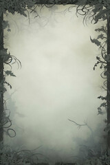 Mysterious Foggy Forest Frame Grunge Vintage Design Element