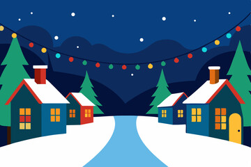 winter landscape with houses