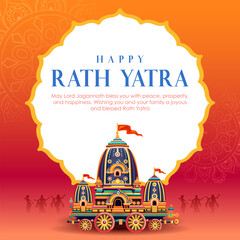 Chariot of Lord Jagannath, Balabhadra and Subhadra on annual Rathayatra in Odisha festival background