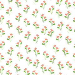 coquette seamless orange flowers pattern. Delicate petals and vibrant blossoms create an artistic and vintage botanical illustration. Perfect for wallpaper, fabric, wrapping paper and more.