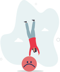 Overcome stress and anxiety, emotional problem, uncertainty or worried about work, depression or mental illness, sad and stressful concept. character life .