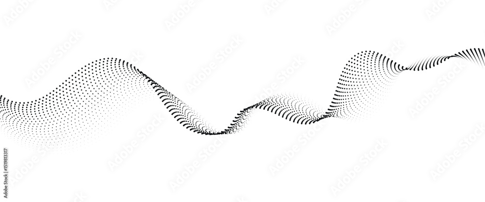 Fototapete Flowing Dot Wave halftone gradient pattern on transparent background	
