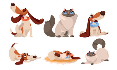 Adorable and charming cute pixel art pets showcasing playful poses of dogs and cats