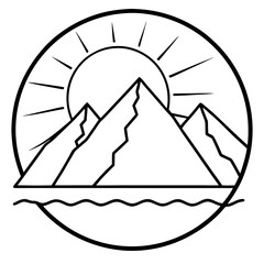 Sunset Summit line art vector
