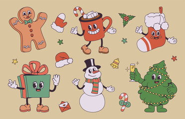 Set of Christmas cartoon characters