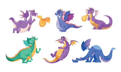 Vibrant and Colorful Pixel Art Dragons Rendered in a Variety of Fun and Playful Poses and Designs