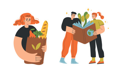 Individuals Actively Engaging with Grocery Shopping and SustainabilityFocused Concepts