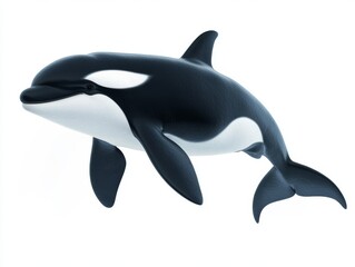 Fototapeta premium 3D illustration of killer whale on white background 