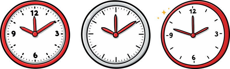 Back to School Clock Graphics - Vector Illustration for Time Management