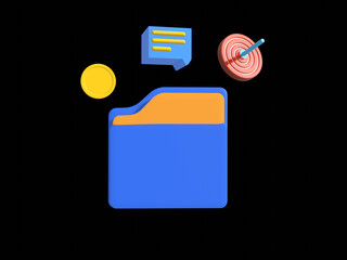 Wallet with coins icon. 3d simple render illustration on pastel background. Business, finance, banking and investment concept. 3d vector icon. Cartoon 