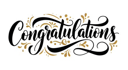 Stylish congratulations hand lettering with gold decorative elements