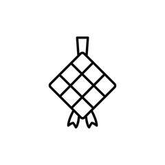 Simple black line icon of a ketupat, a traditional food during Eid celebrations in Malaysia and Indonesia.