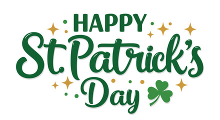 Fototapeta premium Green festive st. patrick’s day typography with clover and stars