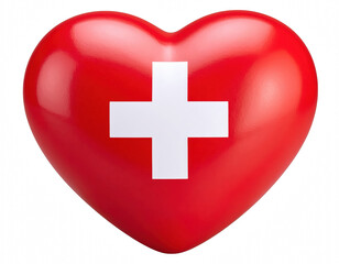 Heart-shaped design featuring the swiss flag symbolizing love and national pride perfect for celebrating swiss heritage and culture isolate on transparent background