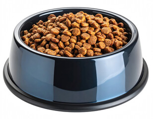Bowl filled with dry dog food providing balanced nutrition for pets and ensuring a healthy diet for canine companions isolate on transparent background