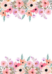 Watercolor flowers background vector for design.