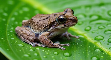 Obraz premium African Rain Frog, rain frog 4k hd high quality wallpaper background picture | Close-Up Realistic African Rain Frog in Rainy Natural Habitat