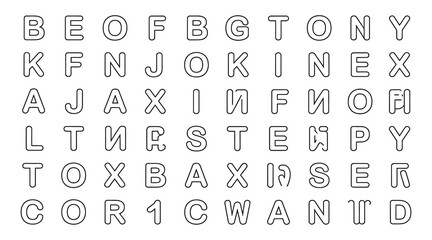 Vector alphabet set for web and mobile app icon design with business and media symbols