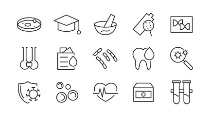 Laboratory and test line icon set. Laboratory, research, scientist, experiment, lab, science, chemical, toxic, microscope, beaker, experiment, education, biotechnology line icon set. Ui thin line icon