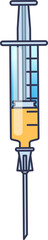 Illustration of a syringe with a needle and liquid, symbolizing medical injection.