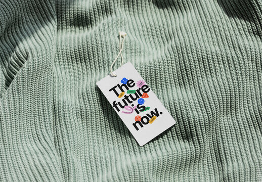 Clothing Hang Tag Mockup on Fabric