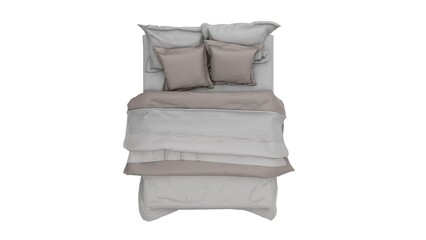 Bedroom model with wooden frame and soft and comfortable sponge material with white background