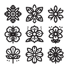 Flowers related editable stroke outline icon set flat vector illustration