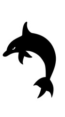 Naklejka premium Minimalist black dolphin silhouette jumping curved vector illustration on white background flat design ocean marine animal aquatic wildlife symbol icon