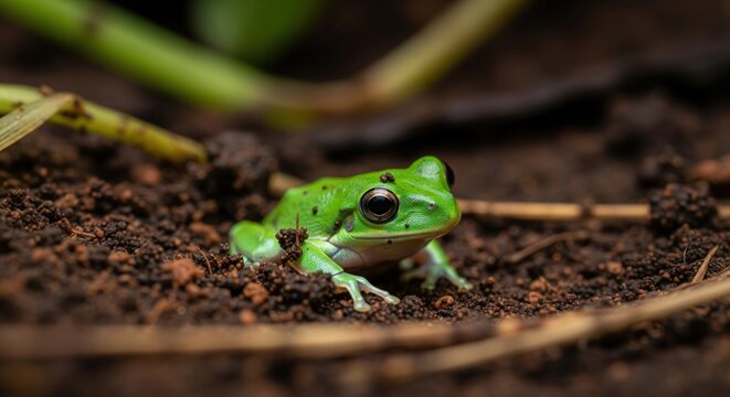 African Rain Frog, rain frog 4k hd high quality wallpaper background picture | Close-Up Realistic African Rain Frog in Rainy Natural Habitat
