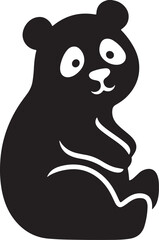 Elegant Panda Silhouette Illustration in Black and White for Graphic Design Projects