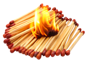 Matches made of flammable  isolated on white background, PNG