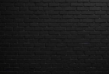 Textured black brick wall surface with rough details for creative presentations