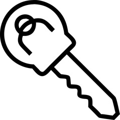 house key vector outline icon on white or transparent background