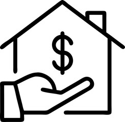 house purchase vector outline icon on white or transparent background