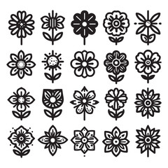 Flowers related editable stroke outline icon set flat vector illustration