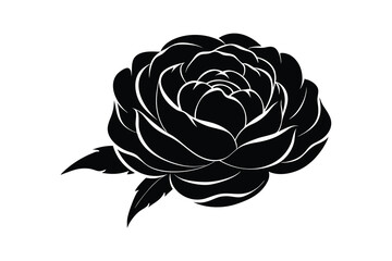 Obraz premium Peony flower silhouette vector illustration isolated on white background