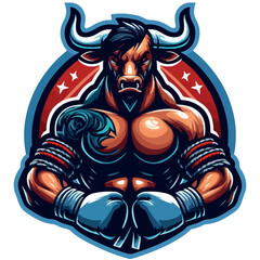 Bulls fighter esport mascot logo design
