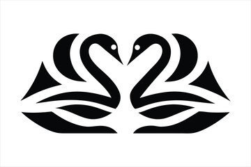 Beautiful swan couple vector logo icon