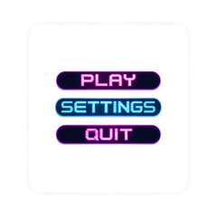 Retro Game UI Play, Settings, Quit Buttons Design